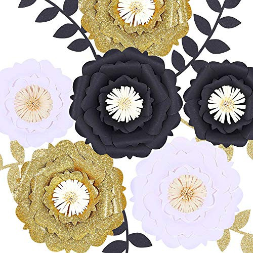 Decoraciones Grandes De Flores De Papel 3d Pared (negro...