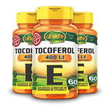 Kit 3 - Vitamina  E  Alfa Tocoferol 400ui 60cap - Unilife