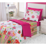 Edredom Solteiro Garden Dupla Face Pink Infantil Menina