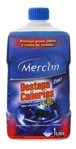 Destapa Cañería En Gel Merclin × 1 Litro