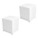 3 Puff Banqueta Cubo Quadrado Decorativo Courino 