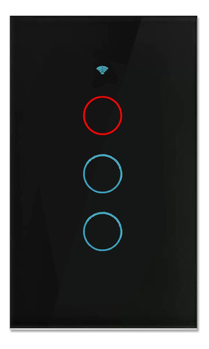 Interruptor Touch Pared 3 Canales Wifi + Rf Smart Sin Neutro