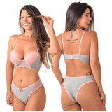 Kit 3 Conjuntos Lingerie Feminina Calcinha E Sutiã Conforto