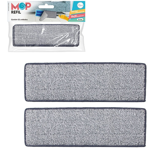 Refil Para Mop Flat Microfibra Lava E Seca 02 Unid Cor Cinza