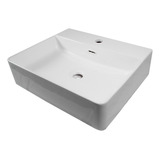 Lavabo Blanco Cuadrado Clasico Módico Cerámico Para Baño