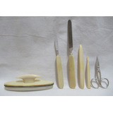 Antig Kit Manicura Lima Tijera 6 Piezas Noble Material Ivory