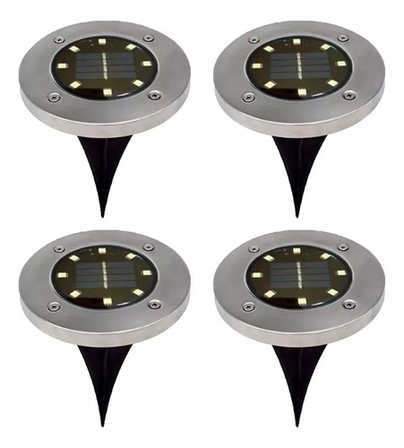 Spot Led Panel Solar Jardin Exterior Embutir Piso Estaca X 4