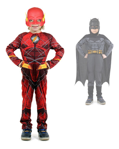 Disfraz Batman Flash Musculos Liga Justicia Original Niños C