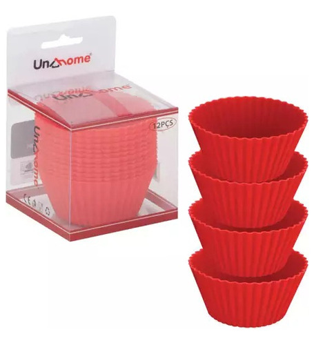 Kit 12 Formas Silicone Cupcake Forminhas Cupcake Bolo Muffin Cor Vermelho