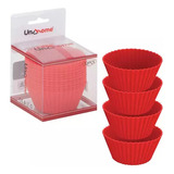 Kit 12 Formas Silicone Cupcake Forminhas Cupcake Bolo Muffin Cor Vermelho