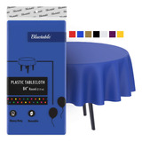 Mantel Redondo De Plstico Desechable Azul (84 Pulgadas), Mes