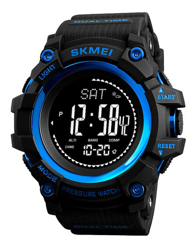 Reloj Hombre Skmei 1358-bu Pedometro Temperatura Color De La Correa Azul