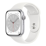 Apple Watch S8 45mm Gps-pulseira Esportiva Branca Cor Da Caixa Prateado Cor Da Pulseira Branca/padrão