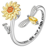 Anillo Ajustable Girasol Giratorio Antiestrés Para Mujer