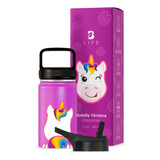 Termo De Agua Para Niños 355 Ml. Con Popote Y Asa. B Life