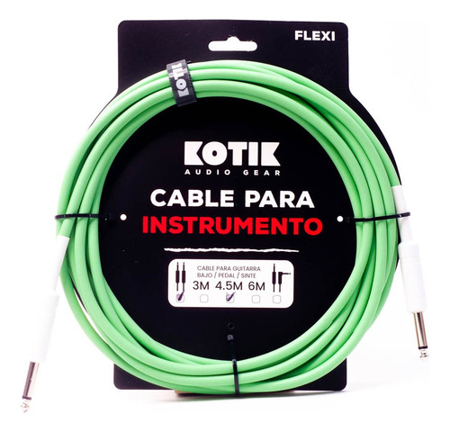Kotik Cable Para Instrumento Flexi 4.5m Verde