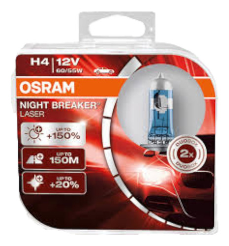 Focos Osram H4 / 9003 Night Breaker Laser 150%+luz Alemanes