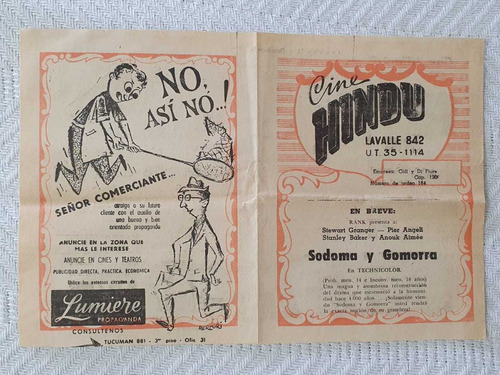 Programa Antiguo Cine Hindú - Año 1963 Julio 