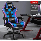 Silla Gamer Azul Gaming Pc Sillon Oficina Rgb Luces