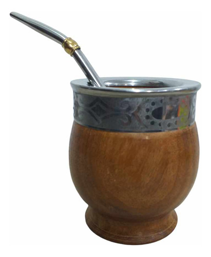 Mate Imperial Algarrobo Virola Acero + Bombilla Acero Inox..