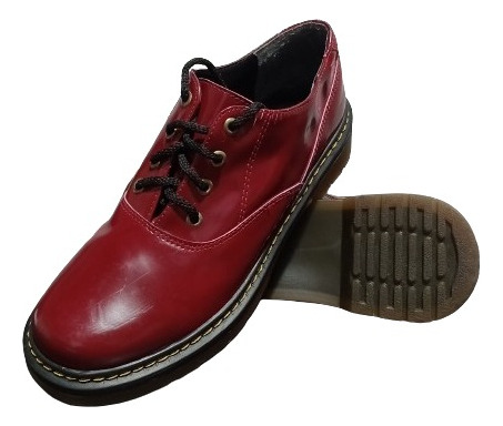 Zapatos Charol Rojo Tipo Borcego Talle 35 / 36