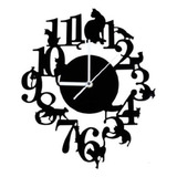 Reloj De Pared Con Gancho De Gato Negro, Reloj De Pared  [u]