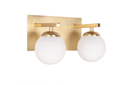 Aplique 2 Luces Elyn Dorado Globo Opal Apto Led G9 Deco