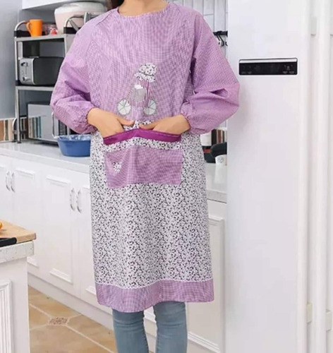 Delantal De Cocina Manga Impermeable Larga Para Mujer 