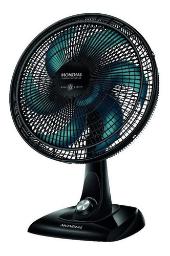 Ventilador Mondial De Mesa 40cm Preto Com 6 Pás Azuis 127v