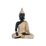 Estatua Decoración Beige Sabiduría Buda  Dorado 