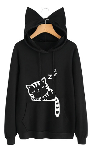 Orejas De Gato Lindo Ajuste Flojo Señoras Sudadera Caliente