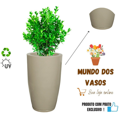 Vaso De Planta Coluna Polida N03 C/ Prato