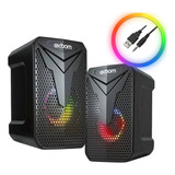 Caixa De Som Para Monitor Gamer Led Rgb Pc Notebook Usb P2