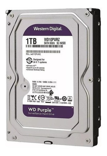 Hd Wd Purple Roxo 1tb P/ Dvr E Cftv Intelbras + Brinde Cabo Sata