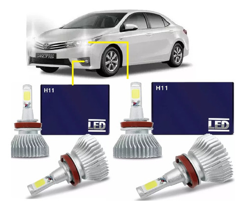 Kit Super Led Corolla 2015 2016 2017 2018 Farol Baixo +milha