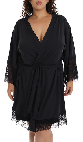 Robe Plus Size Microfibra Renda