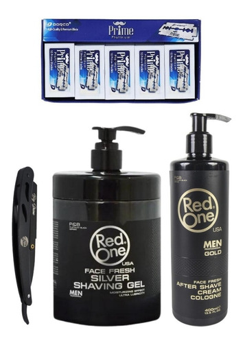 Redone Aftershave+ Gel Afeitar 1l+portanavaja Negro+navajas