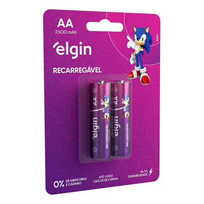 Kit 2 Pilhas Aa Recarregável Elgin 2500 Mah | MercadoLivre