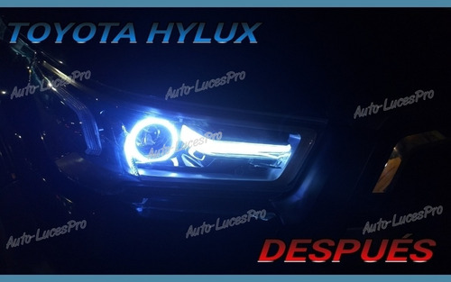 Adaptacion Ojos De Angel Premium En Faros Focos Toyota Hylux Foto 2