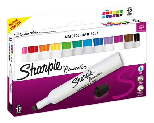 Set Marcadores Al Agua Sharpie Acuacolor 12 Colores 