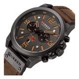 Reloj Curren Hombre Elegante Pulsera Cuero Cuarzo Cronógrafo