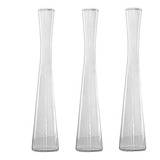 Trio Vasos Solitários Vidro Transparente 33cm Kit Decorativo