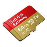 Cartão Microsd 64gb Sandisk Extreme A2 C10 U3 V30 170mb/s