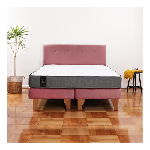 Cama Europea Zen Best Tela Velvet Palo Rosa 2pza + Respaldo