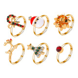 Elegantes Anillos De Navidad Para Mujer, 6 Unidades