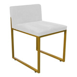 Cadeira De Jantar Recepção Lee Ferro Dourado Corino Branco