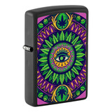 Mechero De Bolsillo Zippo Black Light Con Estampado De Canna