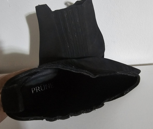 Bota Tipo Botineta, Prune, De Gamuza Color Negro. Talle 37