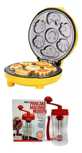 Mini Maquina Pancakes Figura Infantil Waflera Amarilla + Reg