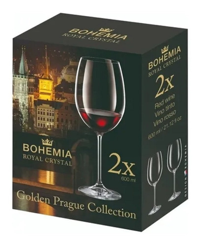 Set X2 Copas Cristal Bohemia Copon Vino Degustacion 600 Ml